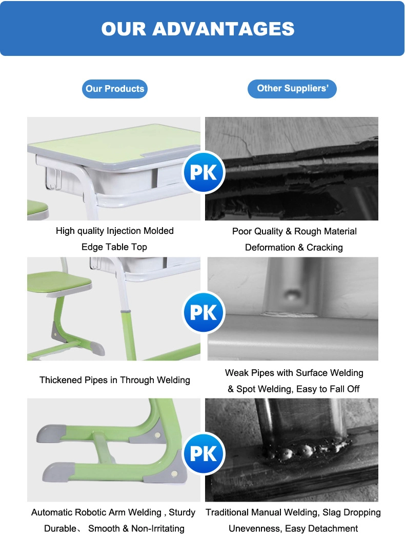 Metal Plastic International School Furniture Child Desk Seat Single Classroom Study Desk