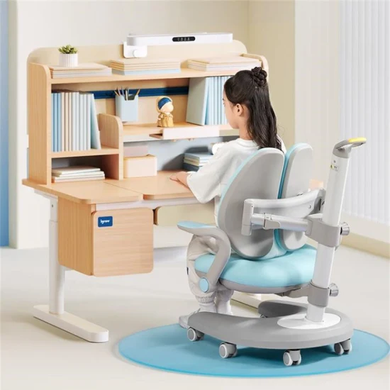 Igrow - Juego de mesa y sillas de estudio ergonómicas y ajustables para niños, banco de escritorio