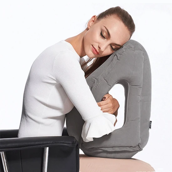 Almohada de aire inflable, almohada de viaje cómoda para dormir, refuerzo de aire, avión Frontal, cojín suave para coche, almohada para el cuello de viaje